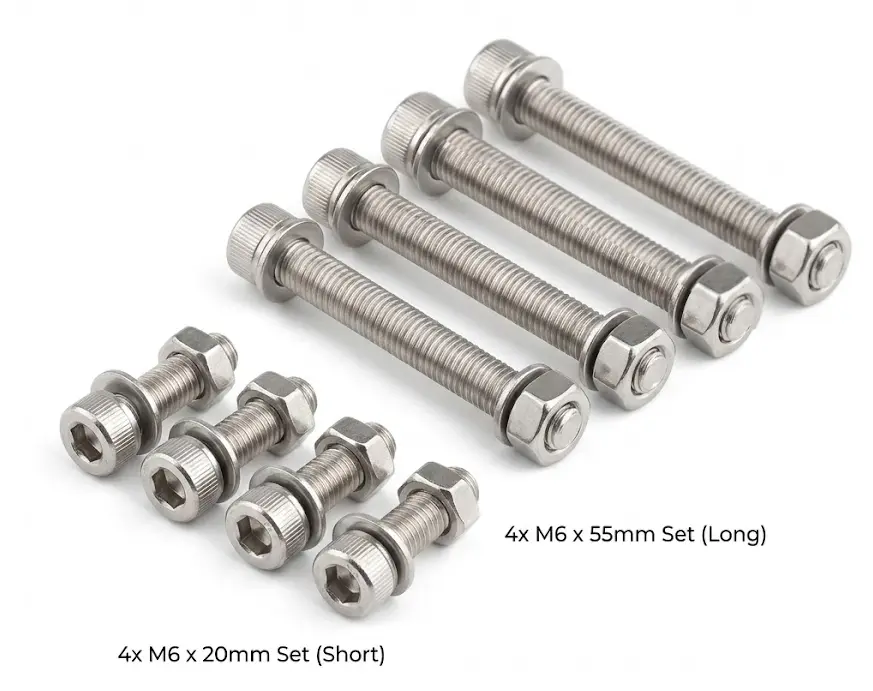 Carrier Combo Bolts Set 8PCS - M6 x 20/55mm (with nut/washer)
